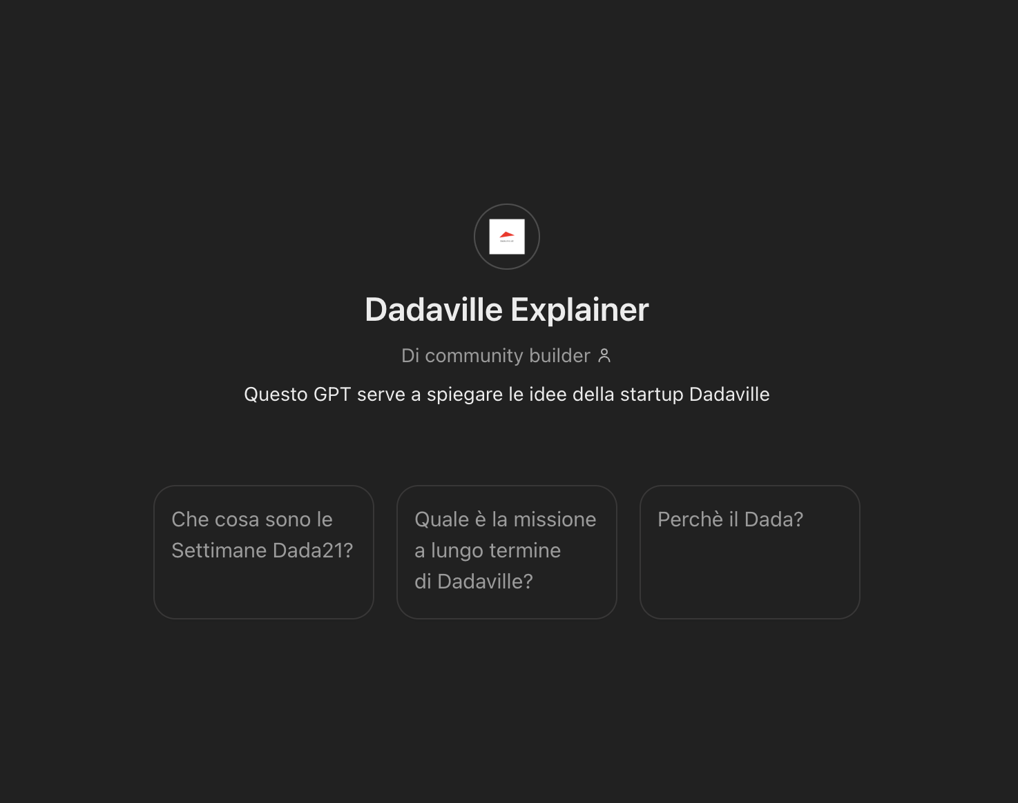 Schermata di Dadaville Explainer su ChatGPT